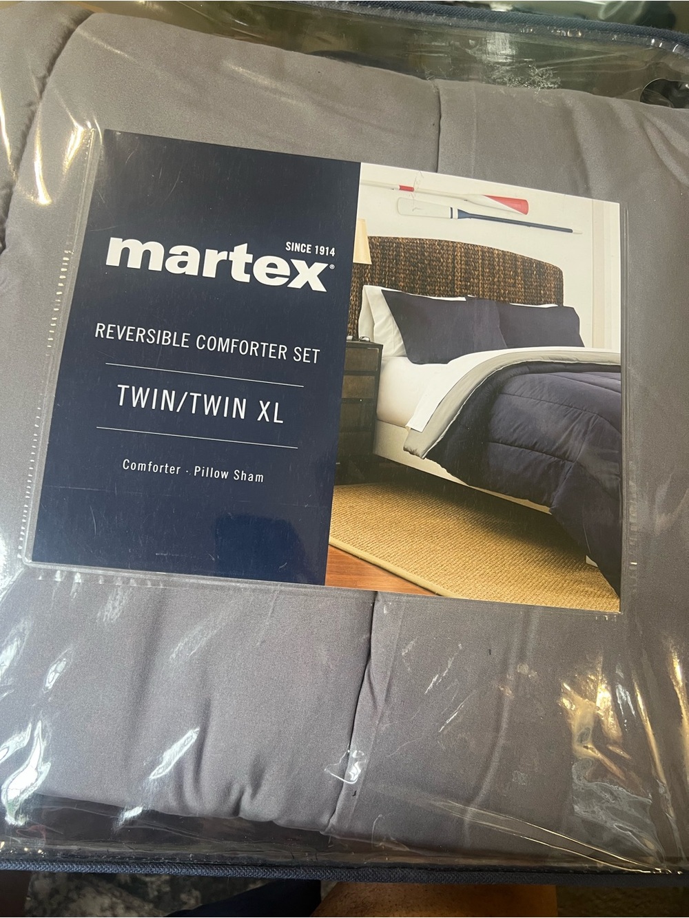 Martex Reversible Comforter Set - Gray Twin/Twin XL